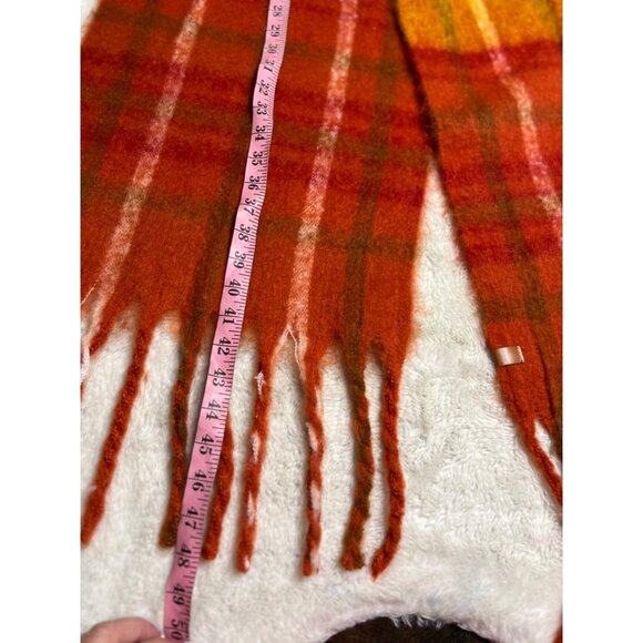 Frye & Co. Oversized Plaid Blanket Scarf Rustic Clay 50% Recycled Polyester - Picture 7 of 8